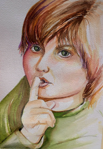 Watercolour portrait of a child